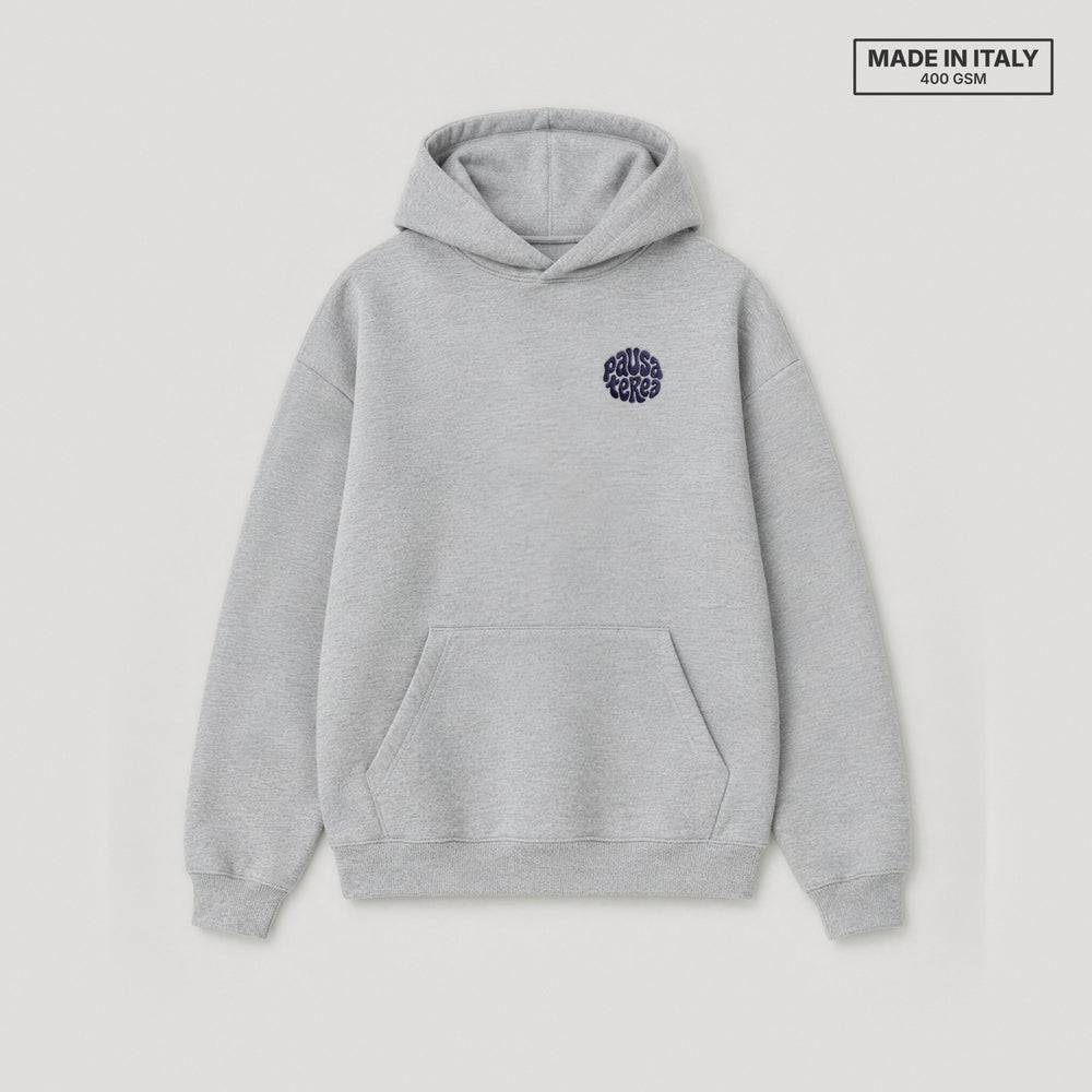 Hoodie Pausa Terea Grigio - flat lay fronte