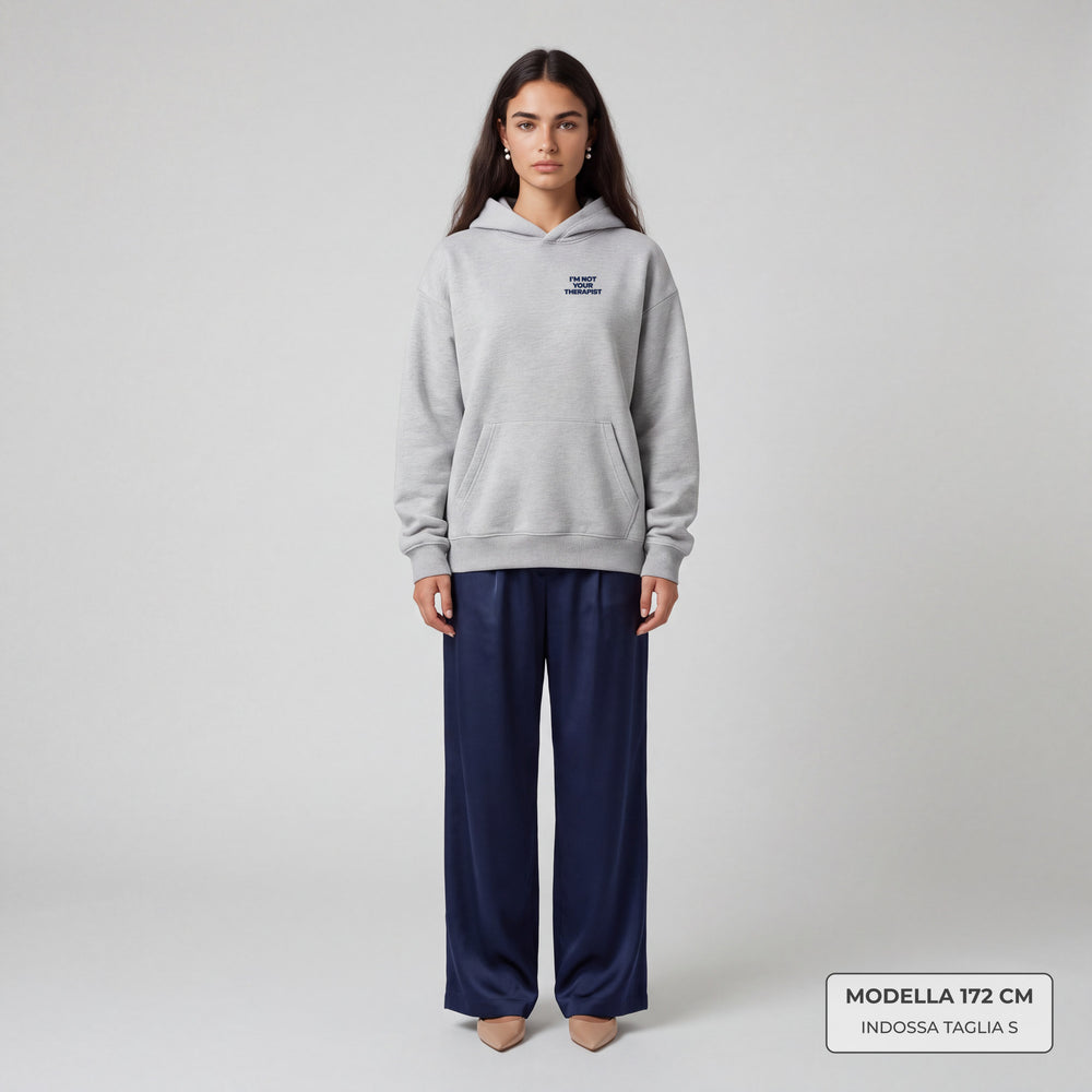 Felpa con cappuccio "I'm not your Therapist" grigio - modella