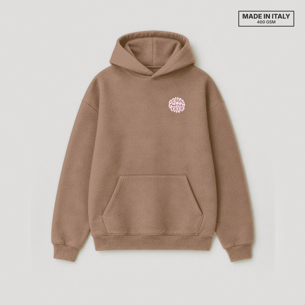 Hoodie Pausa Terea Marrone - flat lay fronte