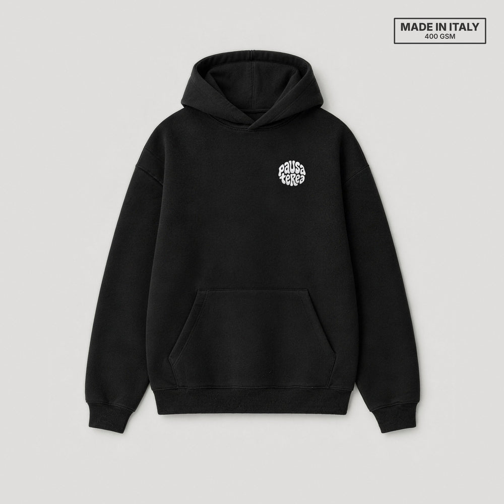 Hoodie Pausa Terea Nero - flat lay fronte