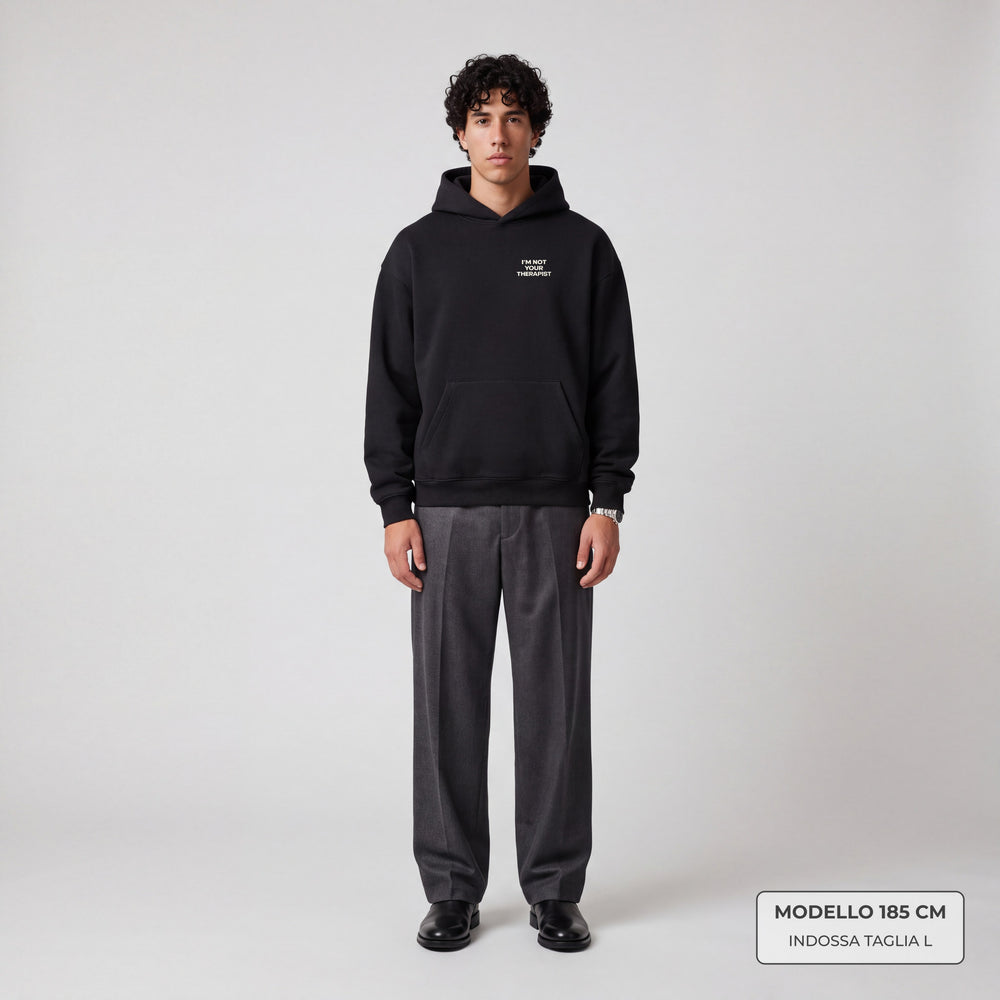 Felpa con cappuccio "I'm not your Therapist" nero - modello