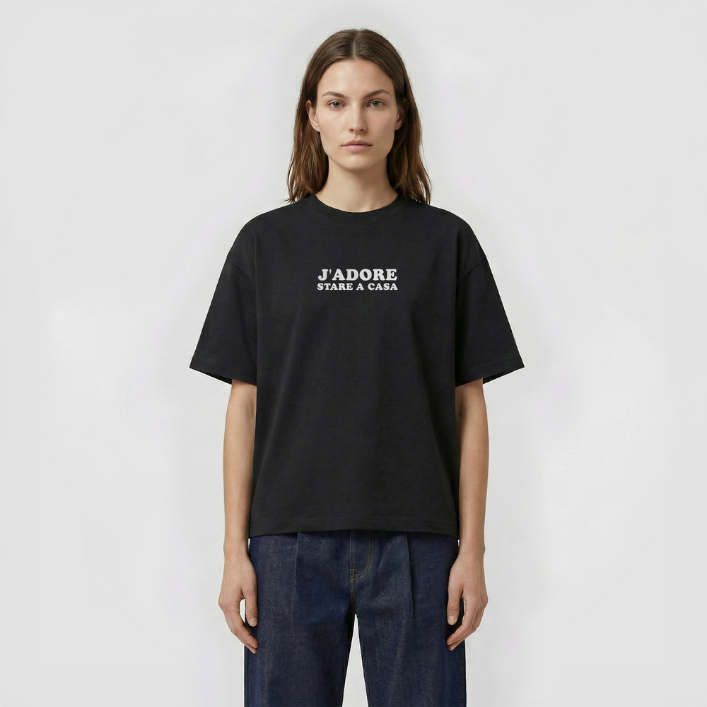 T-Shirt Oversize "J'ADORE Stare a Casa"