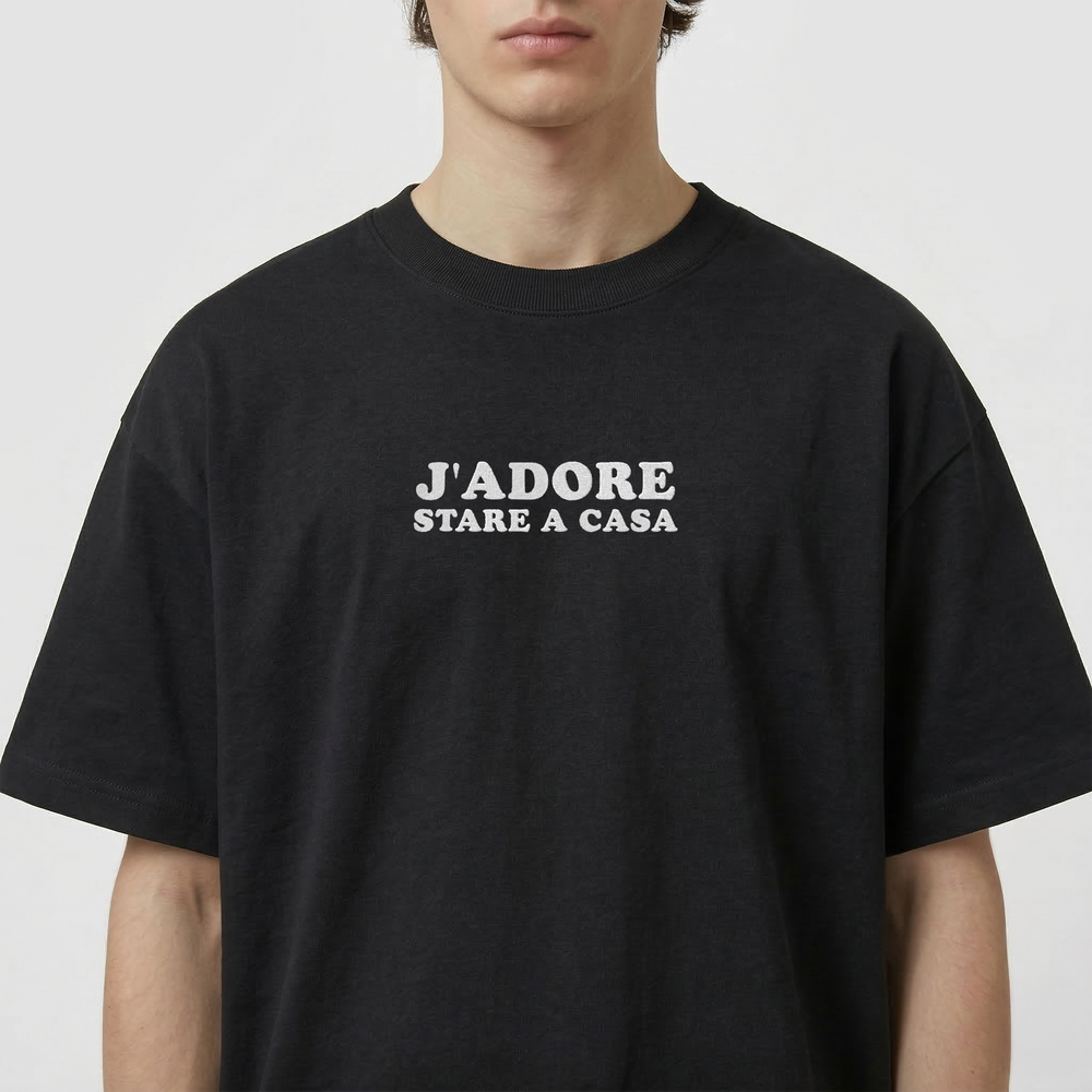T-Shirt Oversize "J'ADORE Stare a Casa"