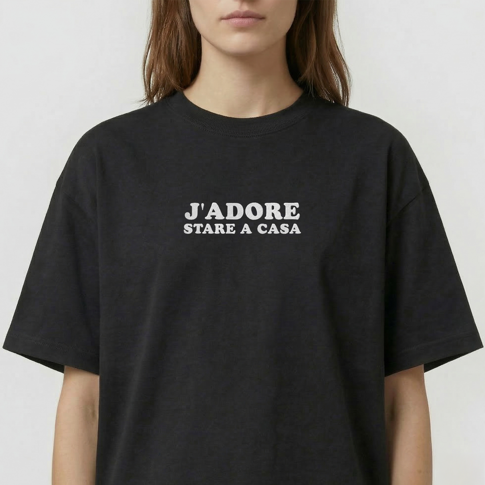 T-Shirt Oversize "J'ADORE Stare a Casa"