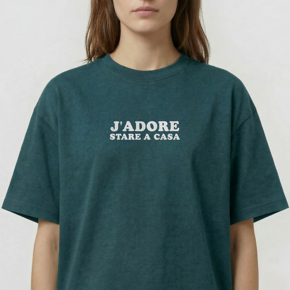 T-Shirt Oversize "J'ADORE Stare a Casa"