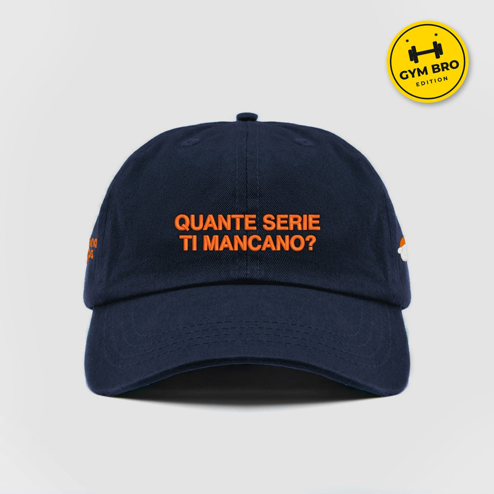 Cappellino Quante serie ti mancano? blu, fronte