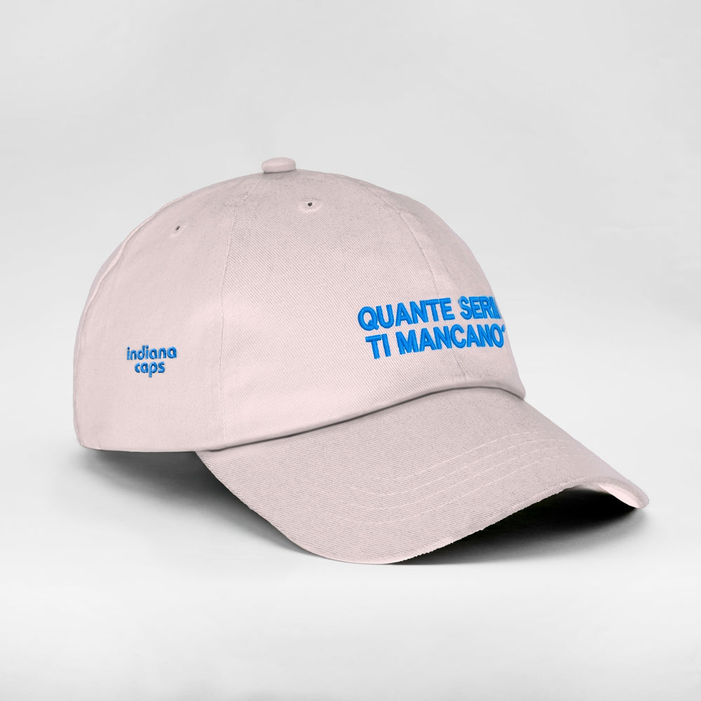 Cappellino Quante serie ti mancano? rosa, tre quarti destra