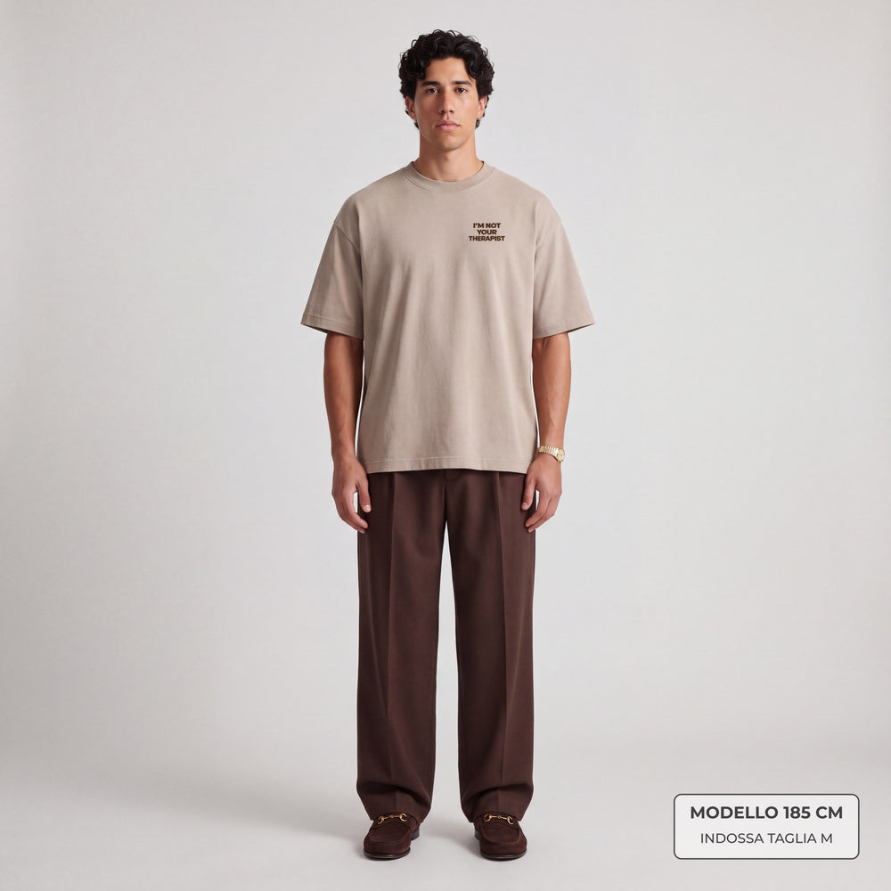 T-Shirt Oversize "I'm not your Therapist" beige - modello