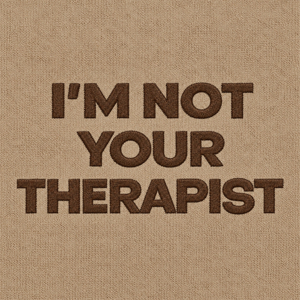 T-Shirt Oversize "I'm not your Therapist" beige - zoom ricamo