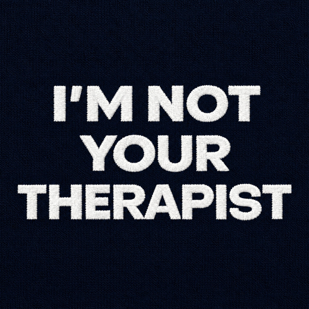 T-Shirt Oversize "I'm not your Therapist" blu - zoom ricamo