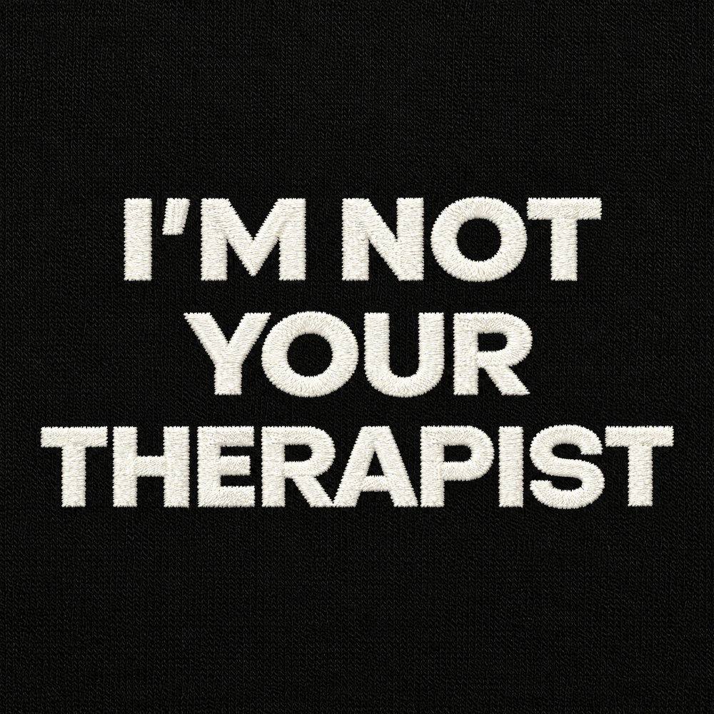 T-Shirt Oversize "I'm not your Therapist" nero - zoom ricamo