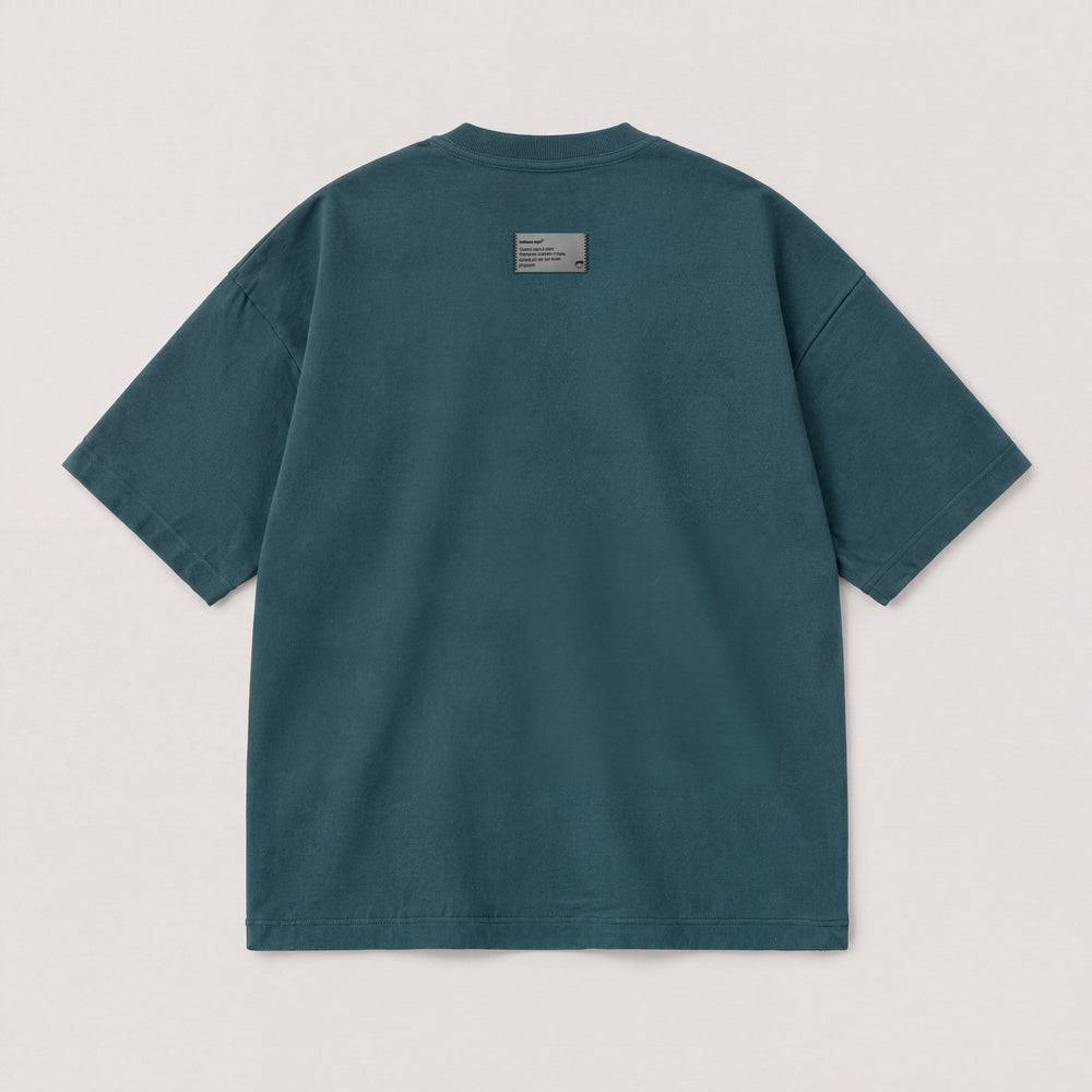 T-Shirt Oversize "J'adore stare a casa" petrolio - flatlay retro