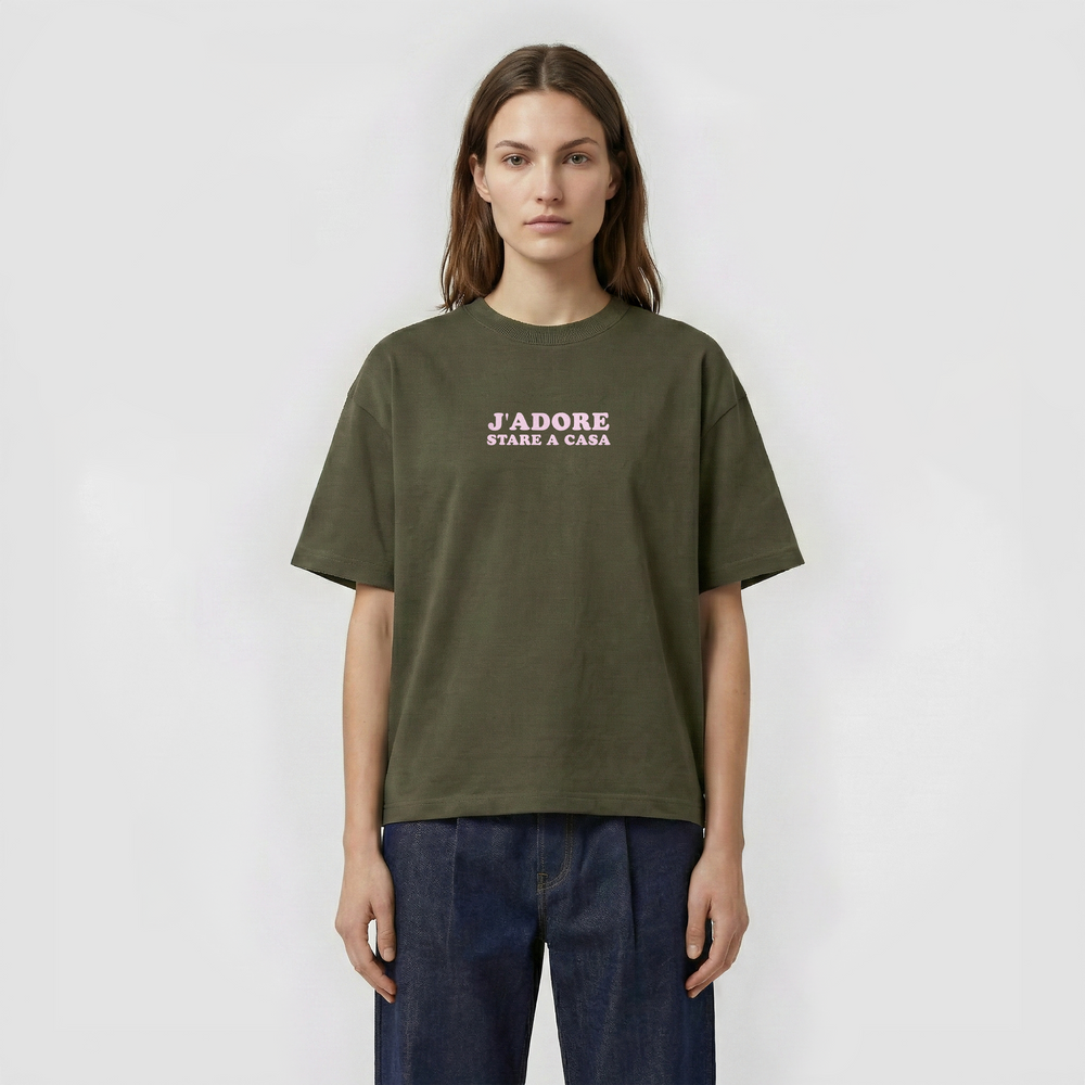 T-Shirt Oversize "J'ADORE Stare a Casa"