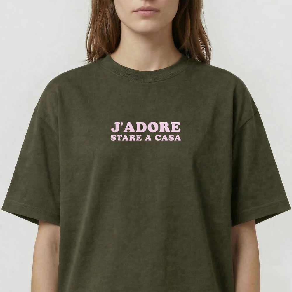 T-Shirt Oversize "J'ADORE Stare a Casa"