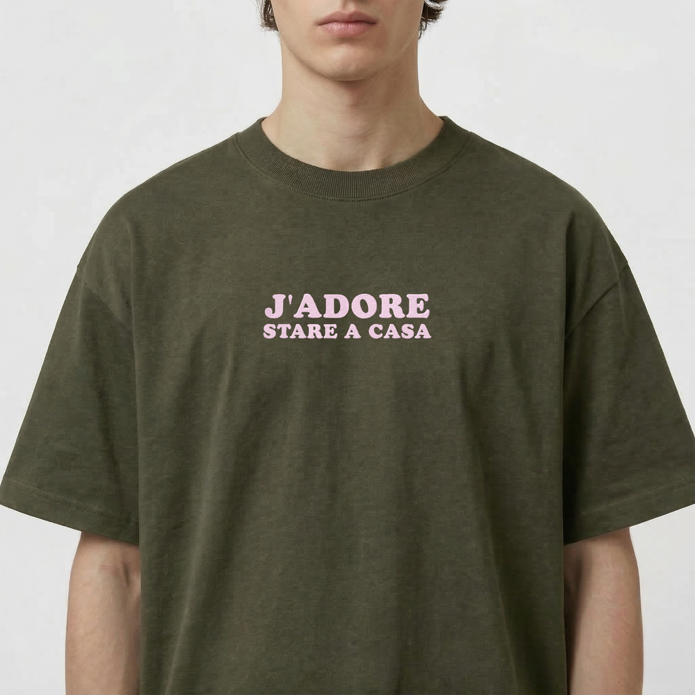 T-Shirt Oversize "J'ADORE Stare a Casa"