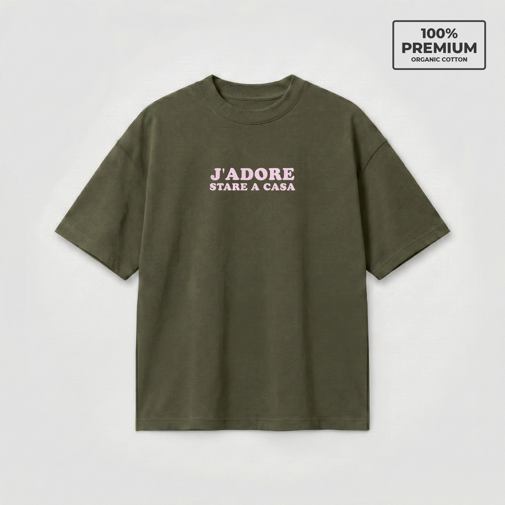 T-Shirt Oversize "J'ADORE Stare a Casa"